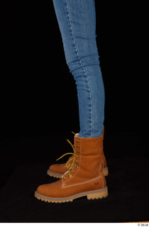 Shenika blue jeans brown shoes workers foot 0003.jpg